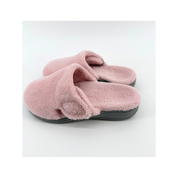 NWT Vionic Women's Cozy Plush Slippers Pink Size 5 Slip On Mules Slides - Picture 3 of 7